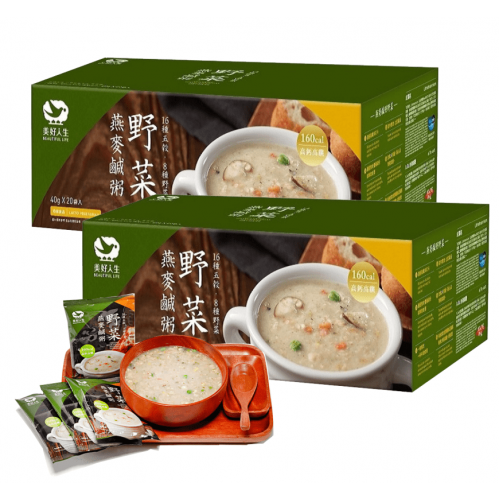 《美好人生》高鈣即食燕麥鹹粥-野菜口味(40g*20包/盒)/2盒組
